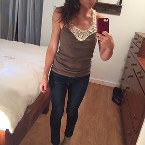 Cotton Tank Top | Lace Detail Women’s M